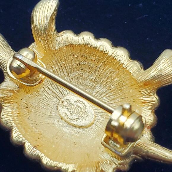 Small Turtle Brooch Tortoise Brown Enamel Gold Rhinestone Pin Premier Designs - Picture 4 of 5